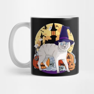 Siamese Cat Funny Halloween Witch Pumpkin Mug